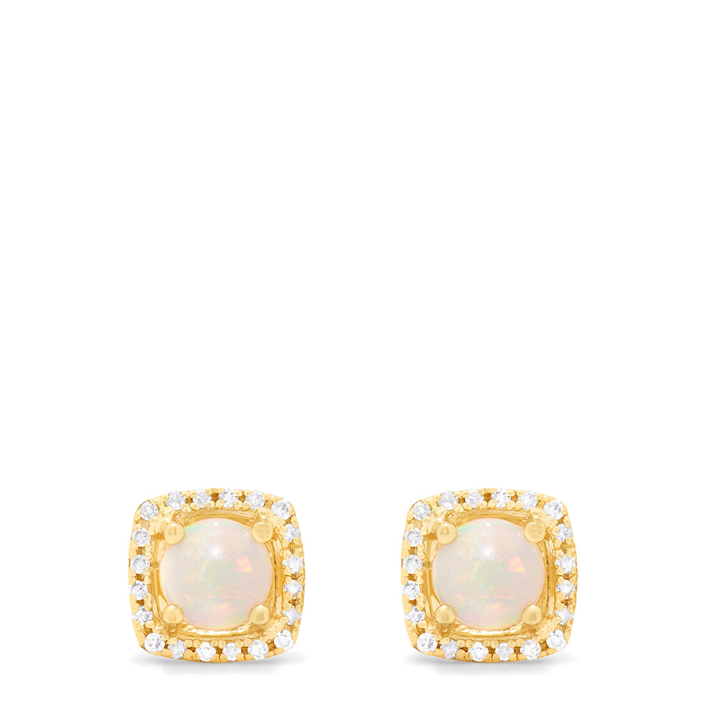 Effy Aurora 14K Yellow Gold Opal and Diamond Stud Earrings, 0.92 TCW