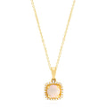 The Aurora 14K Yellow Gold Opal and Diamond Pendant, 0.62 TCW, features a delicate gold chain and a square pendant with an iridescent opal center framed by sparkling white diamonds.