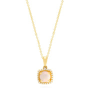 The Aurora 14K Yellow Gold Opal and Diamond Pendant, 0.62 TCW, features a delicate gold chain and a square pendant with an iridescent opal center framed by sparkling white diamonds.
