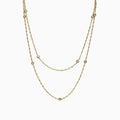 The DOro 14K Yellow Gold Diamond Station Necklace, 1.35 TCW, features small round diamonds spaced evenly along double layers for an elegant, minimalist style.