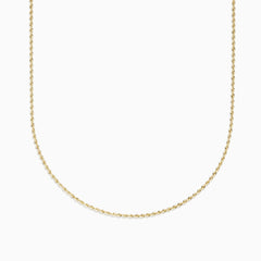 The 14K Yellow Gold 18 Woven Chain is elegantly displayed against a plain white background.