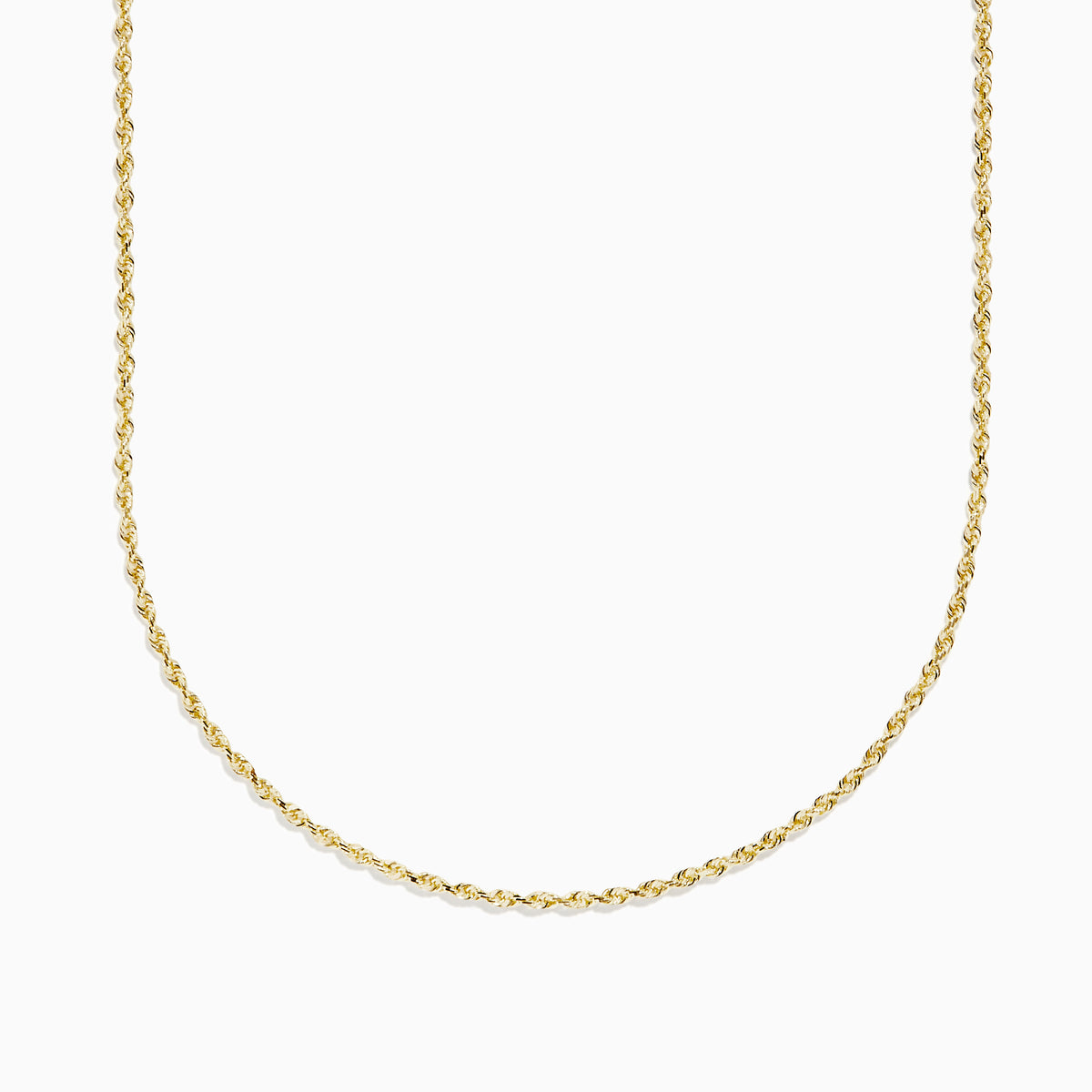 The 14K Yellow Gold Woven Rope Chain 18 is a delicate necklace displayed against a white background.
