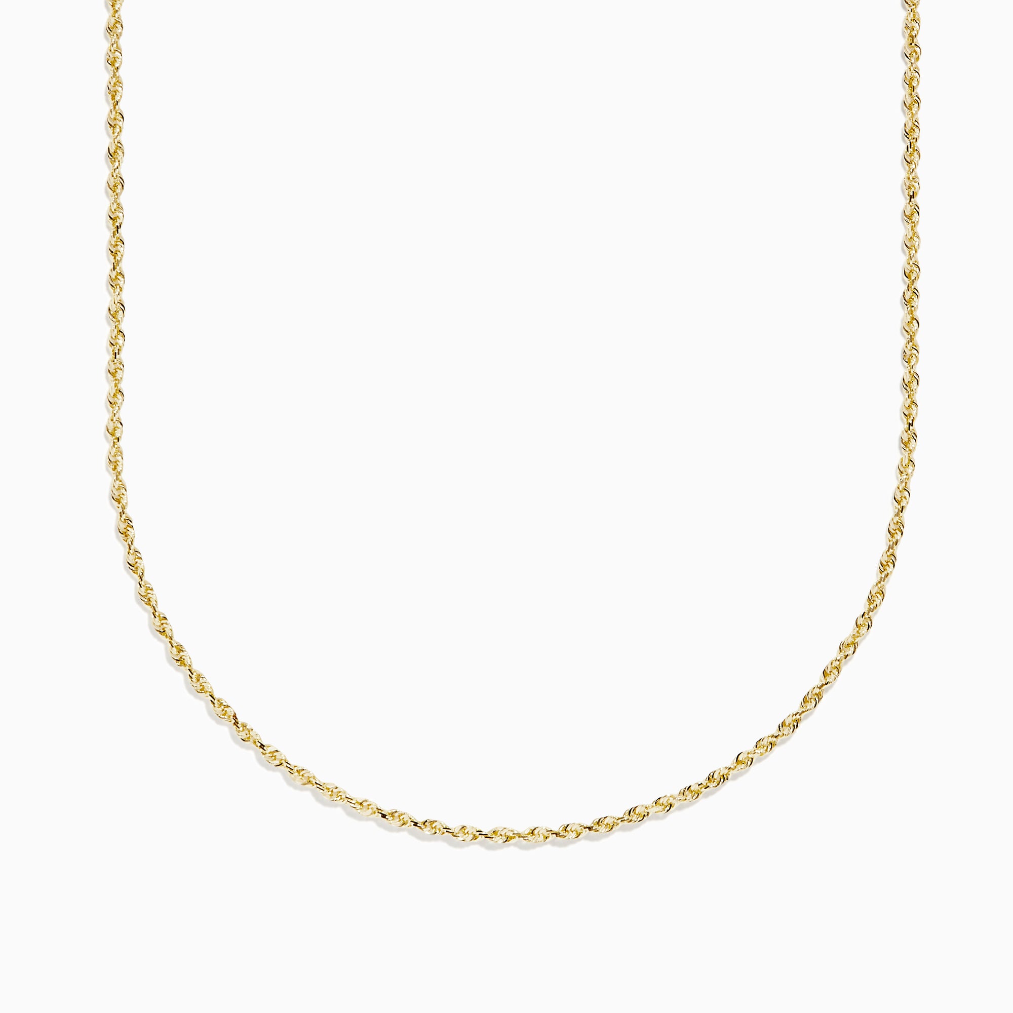 The 14K Yellow Gold Woven Rope Chain 18 is a delicate necklace displayed against a white background.