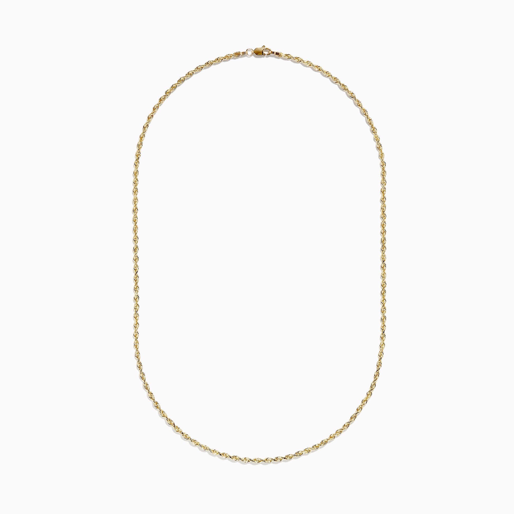 The 14K Yellow Gold Woven Rope Chain 18 is a delicate necklace displayed against a white background.