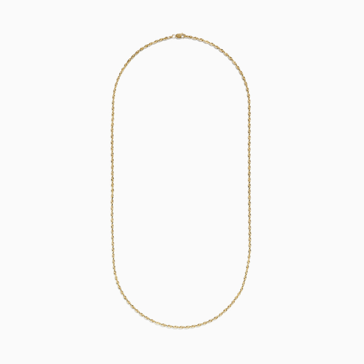The 14K Yellow Gold Woven Rope Chain 22 is elegantly displayed against a white background, its delicate yellow gold links forming a gentle curve.