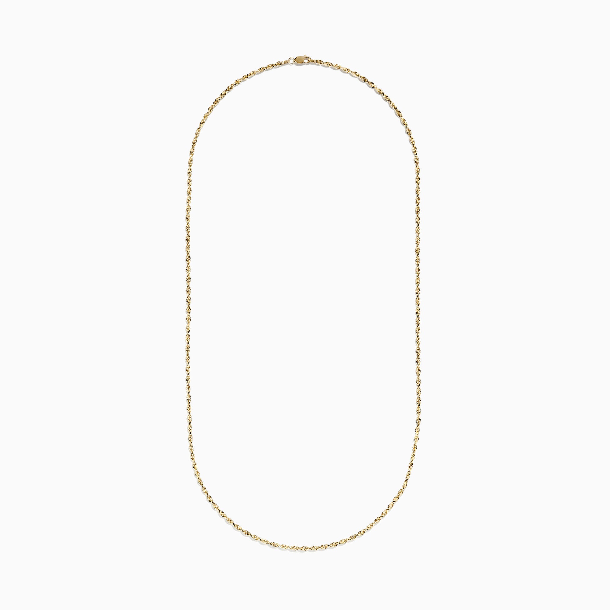 The 14K Yellow Gold Woven Rope Chain 22 is elegantly displayed against a white background, its delicate yellow gold links forming a gentle curve.