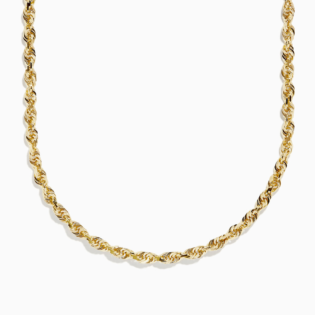 The 14K Yellow Gold 26 Woven Chain is displayed on a white background, showcasing its twisted, braided design and polished finish.