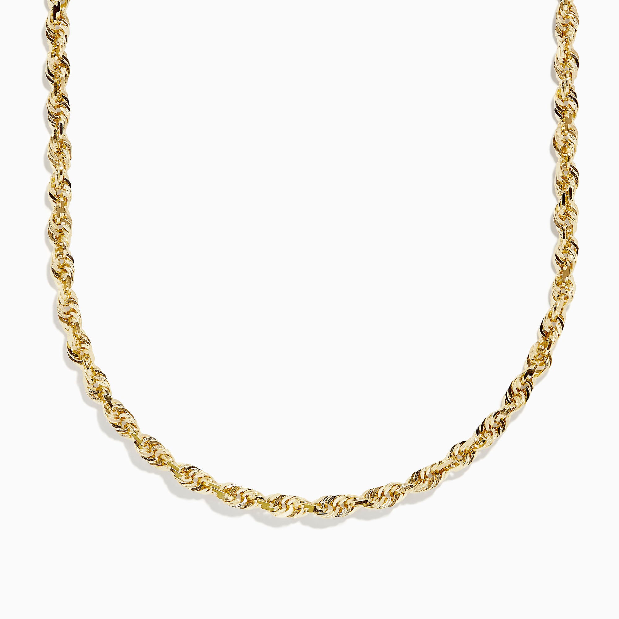 The 14K Yellow Gold 26 Woven Chain is displayed on a white background, showcasing its twisted, braided design and polished finish.