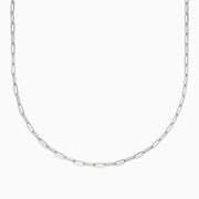 Effy 14K White Gold 18 2.5mm paperclip necklace with uniform elongated rectangular links, shown on a plain white background.