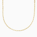 The 14K Yellow Gold 20 2.5mm Paperclip Necklace showcases elegant elongated oval links, beautifully set against a plain white background.