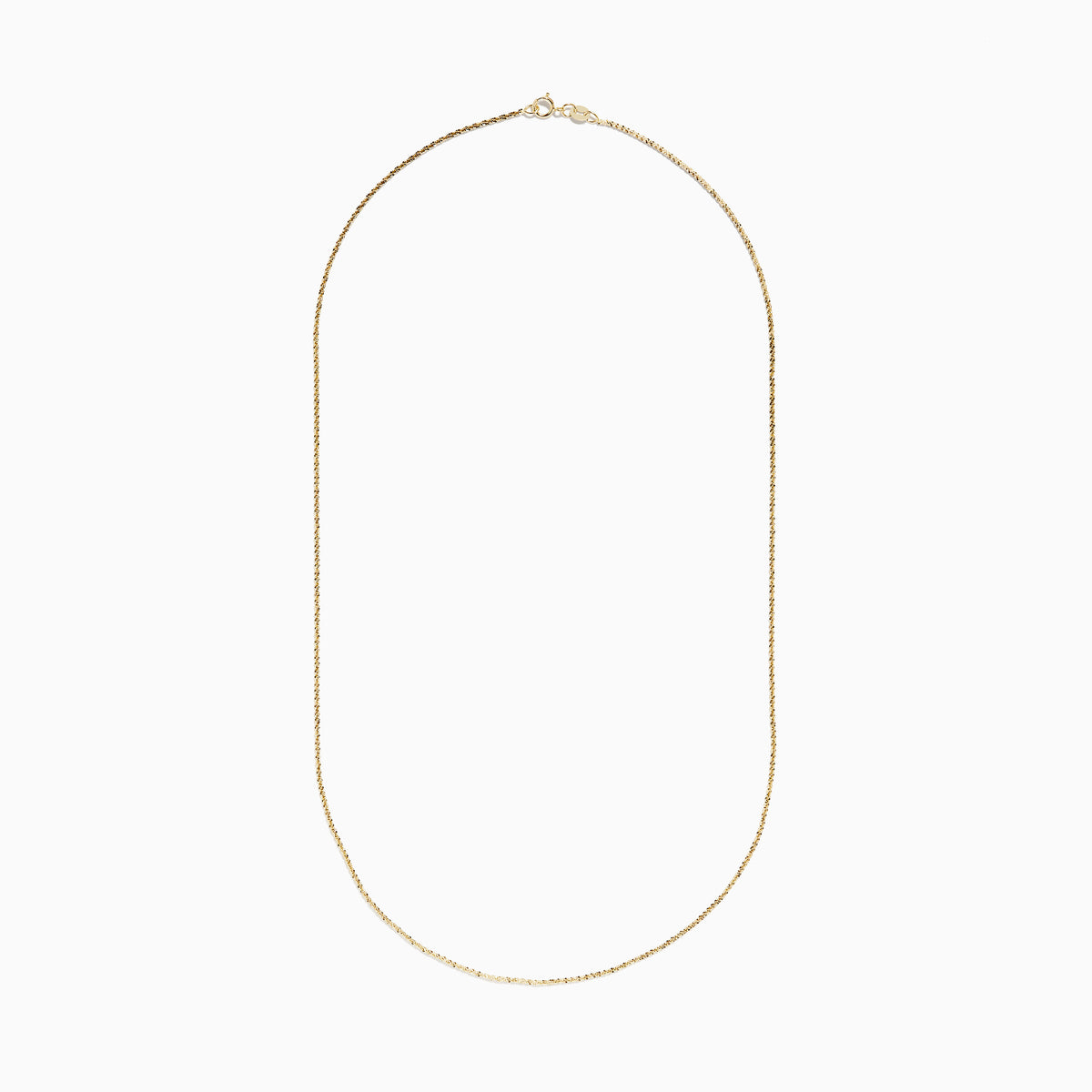The 14K Yellow Gold Twisted Rope Chain is displayed against a plain white background, gently curving at the center.