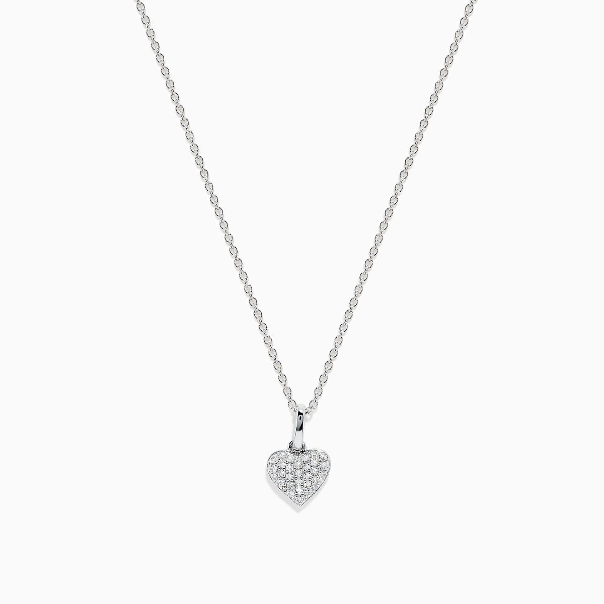 The 925 Sterling Silver Diamond Heart Necklace features a delicate heart-shaped pendant with sparkling diamonds, shown on a white background.