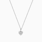 The 925 Sterling Silver Diamond Heart Necklace features a delicate heart-shaped pendant with sparkling diamonds, shown on a white background.