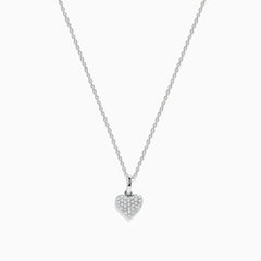 The 925 Sterling Silver Diamond Heart Necklace features a delicate heart-shaped pendant with sparkling diamonds, shown on a white background.