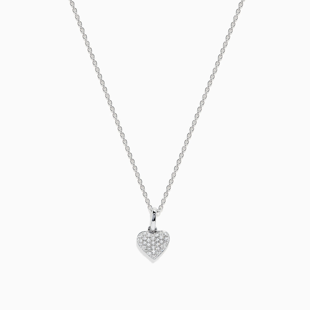 Effy 925 Sterling Silver Diamond Heart Necklace