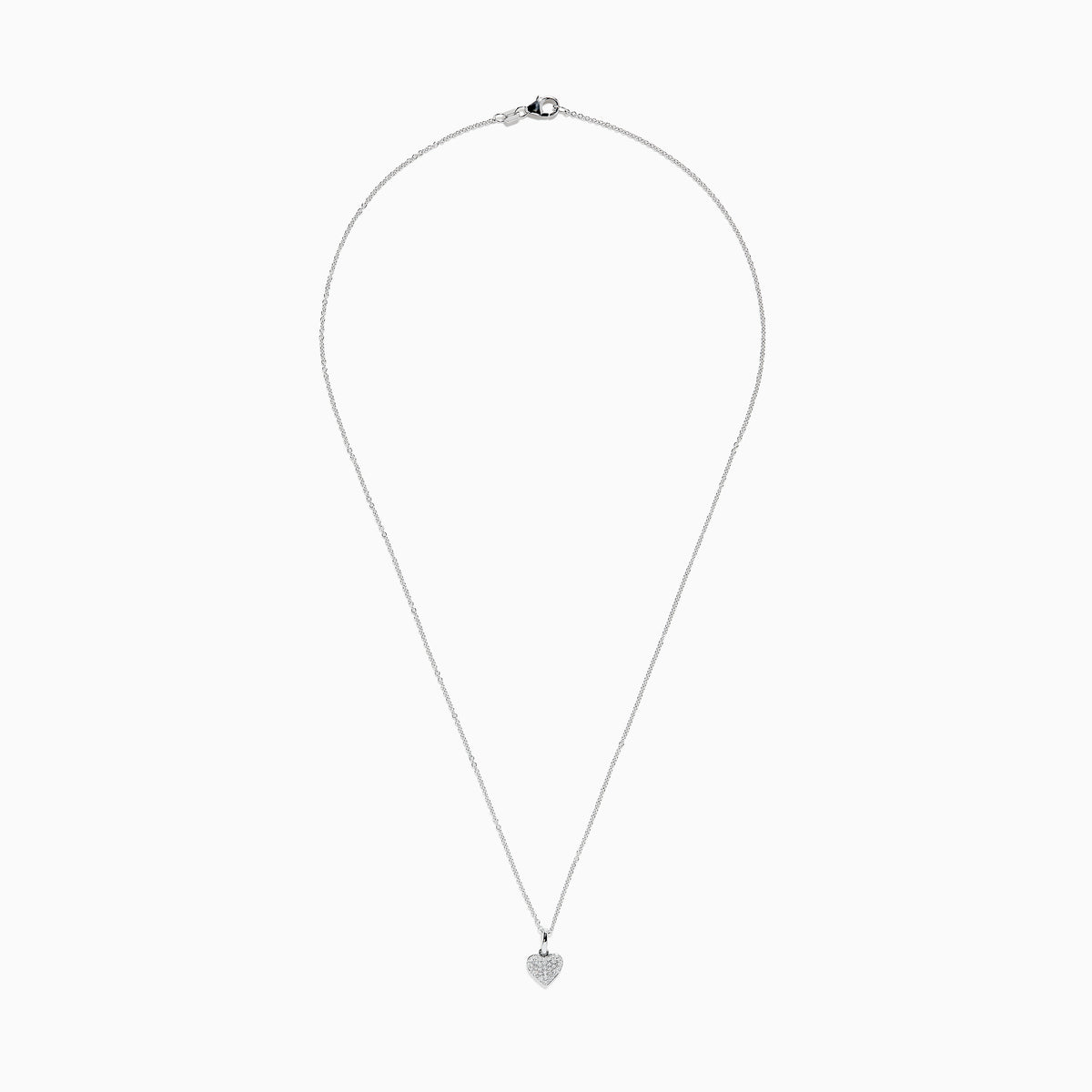 The 925 Sterling Silver Diamond Heart Necklace features a delicate heart-shaped pendant with sparkling diamonds, shown on a white background.