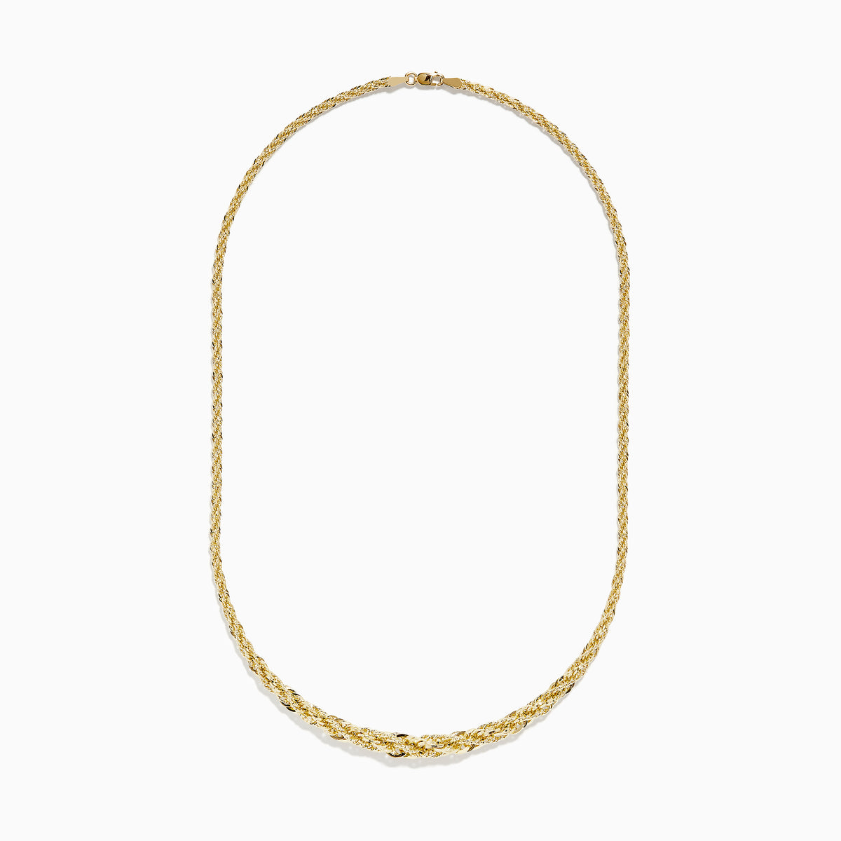 The 14K Yellow Gold 18 Woven Chain features an elegant twisted rope design and is displayed on a white background.