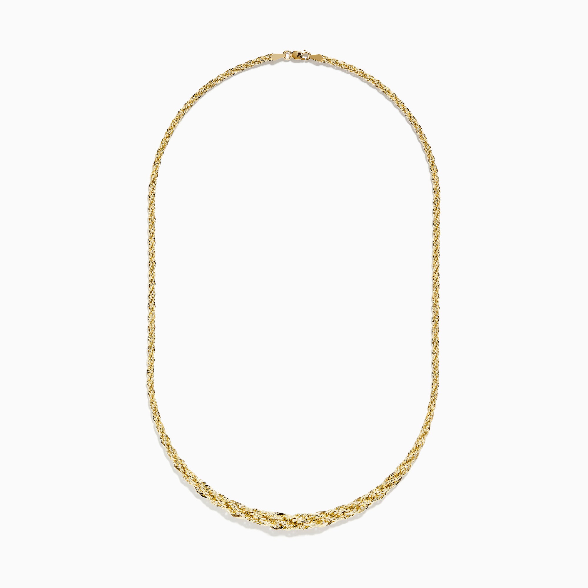 The 14K Yellow Gold 18 Woven Chain features an elegant twisted rope design and is displayed on a white background.