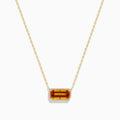 The Sunset 14K Yellow Gold Citrine and Diamond Necklace features a rectangular citrine pendant with a delicate bead border.