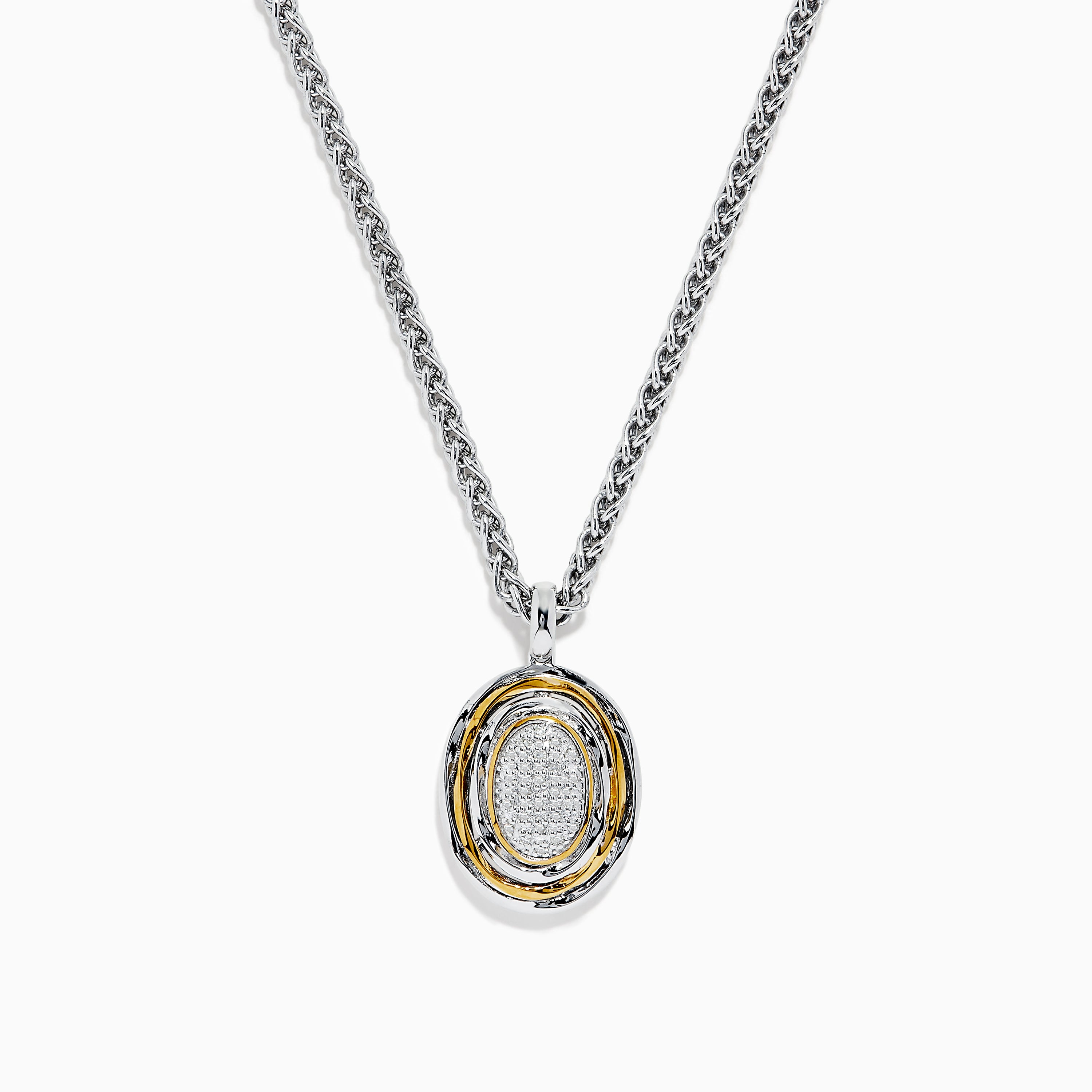 Effy 925 Sterling Silver & 18K Gold Diamond Pendant, 0.09 TCW