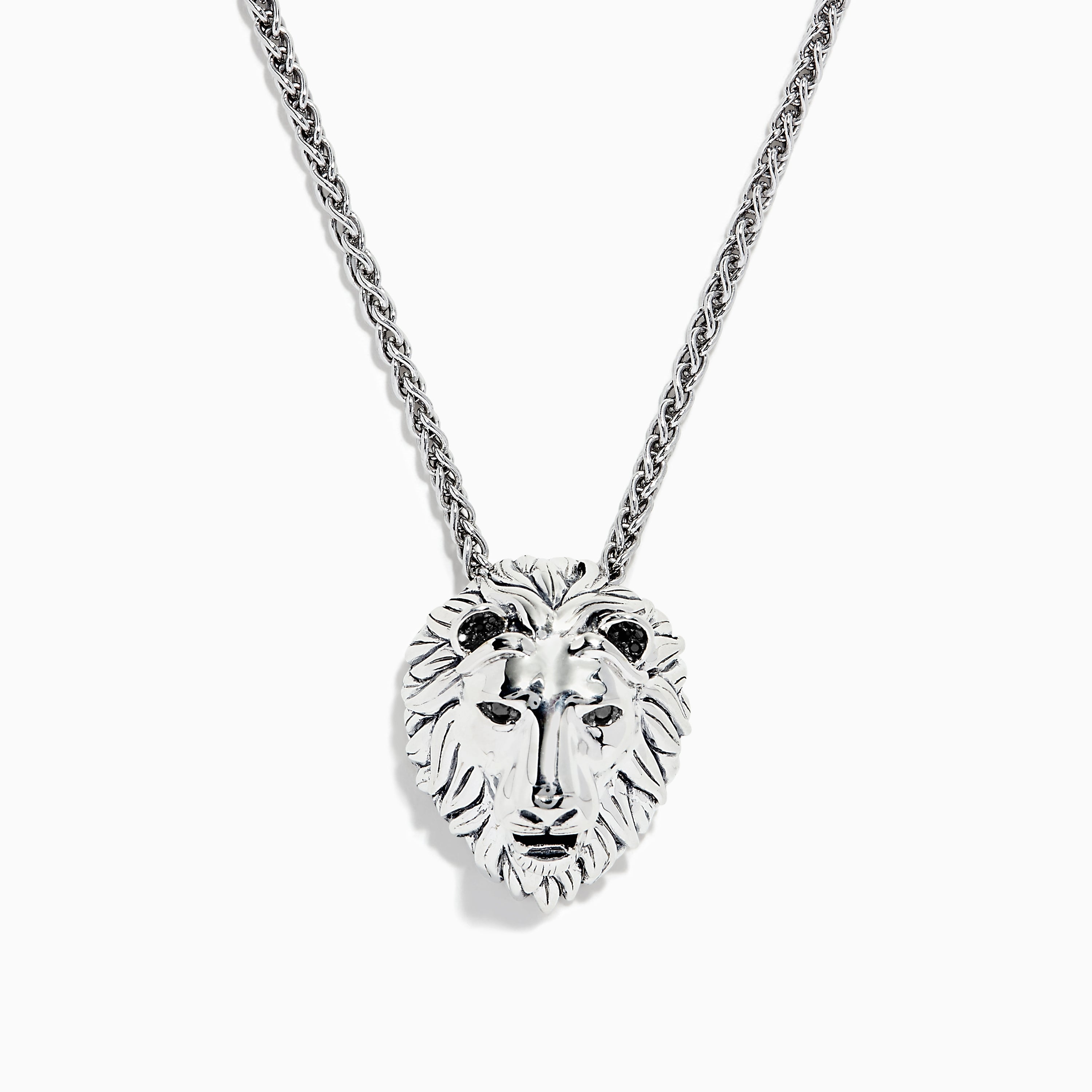 Effy 925 Sterling Silver Black Diamond Lion Pendant, 0.07 TCW