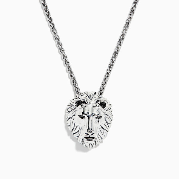アクセサリー KING BABY silver925 Lion Head necklace 925 Sterling Silver Black Diamond Lion Pendant, 0.07 TCW
