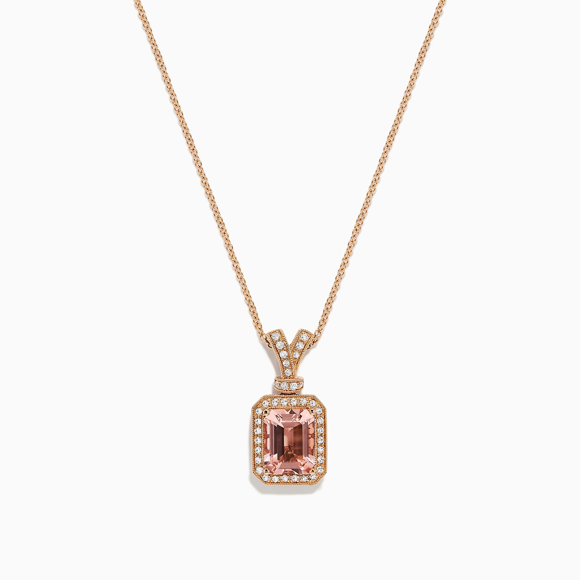 Effy Blush 14K Rose Gold Morganite and Diamond Pendant, 2.40 TCW