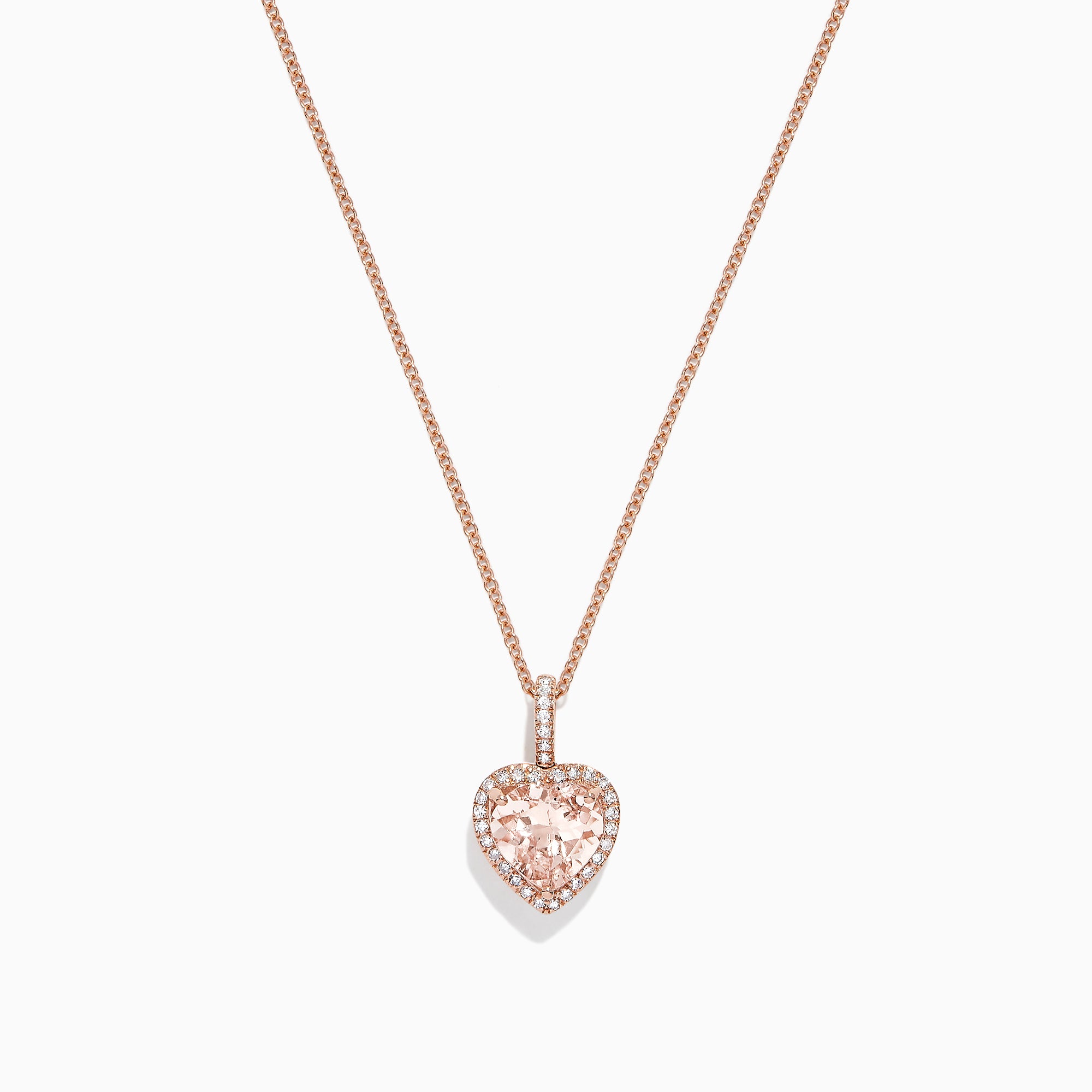 Effy Blush 14K Rose Gold Morganite and Diamond Heart Pendant, 1.88 TCW