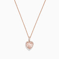 The Blush 14K Rose Gold Morganite and Diamond Heart Pendant (1.88 TCW) features a heart-shaped morganite surrounded by diamonds, shown on a simple white background.
