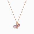 A delicate necklace featuring the Nature 14K Gold Mother of Pearl & Diamond Butterfly Pendant, 0.02 TCW, on a rose gold chain with shimmering diamonds and detailed butterfly wings.