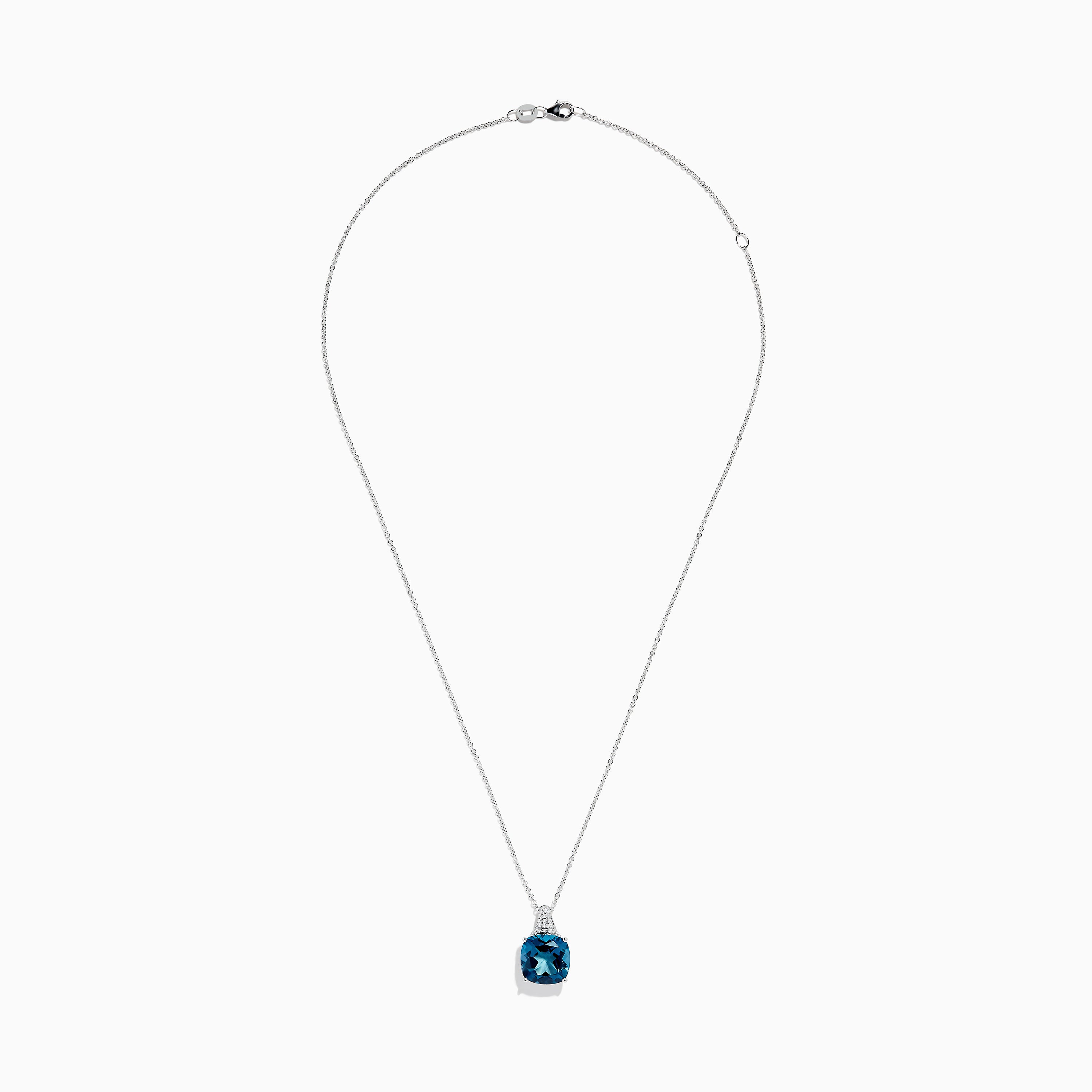 Vintage European Style Blue Topaz Pendant Necklace - Lab-Created Gemstone, Silver Plated, 18 Inch Chain