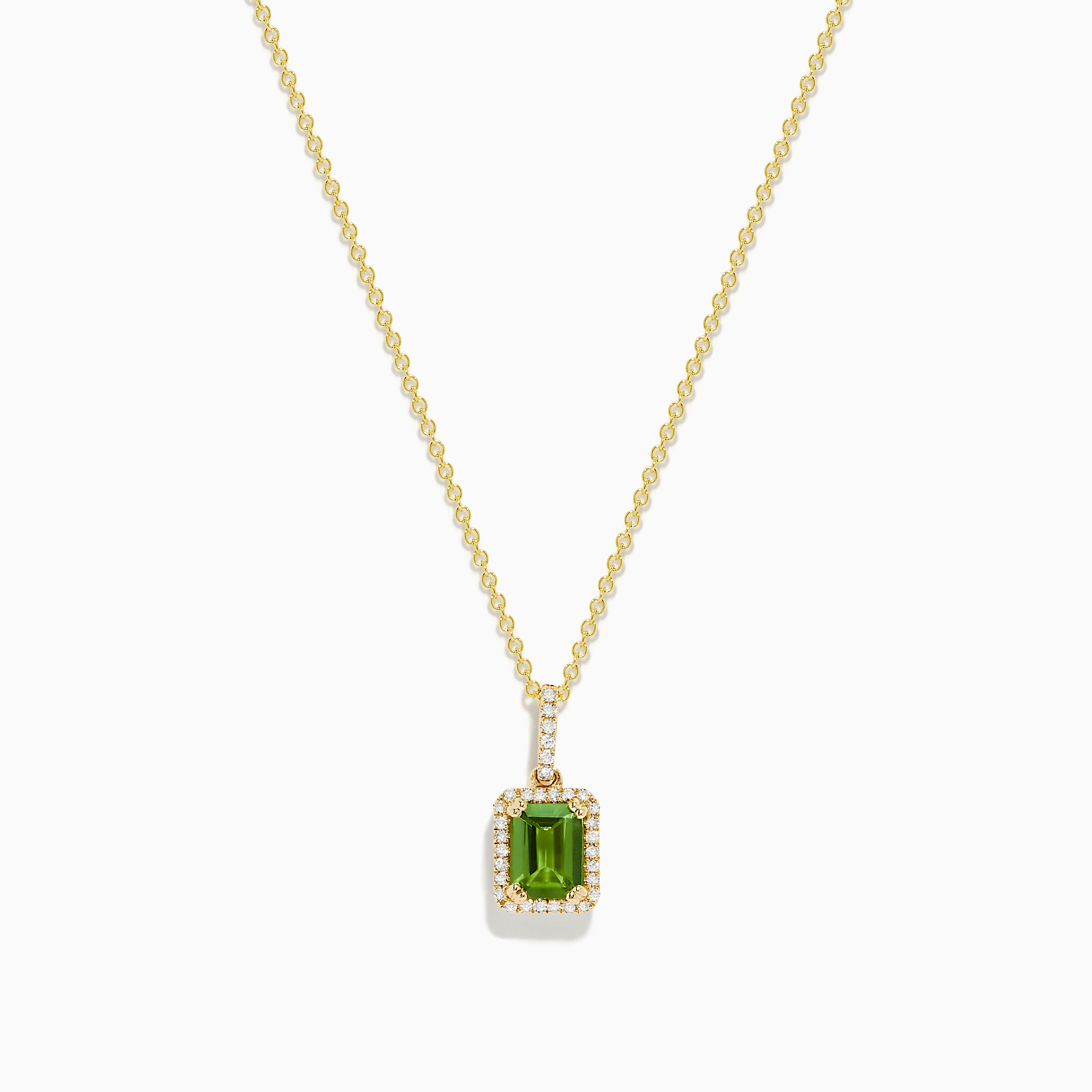 14K Yellow Gold Peridot and Diamond Pendant - Main Image
