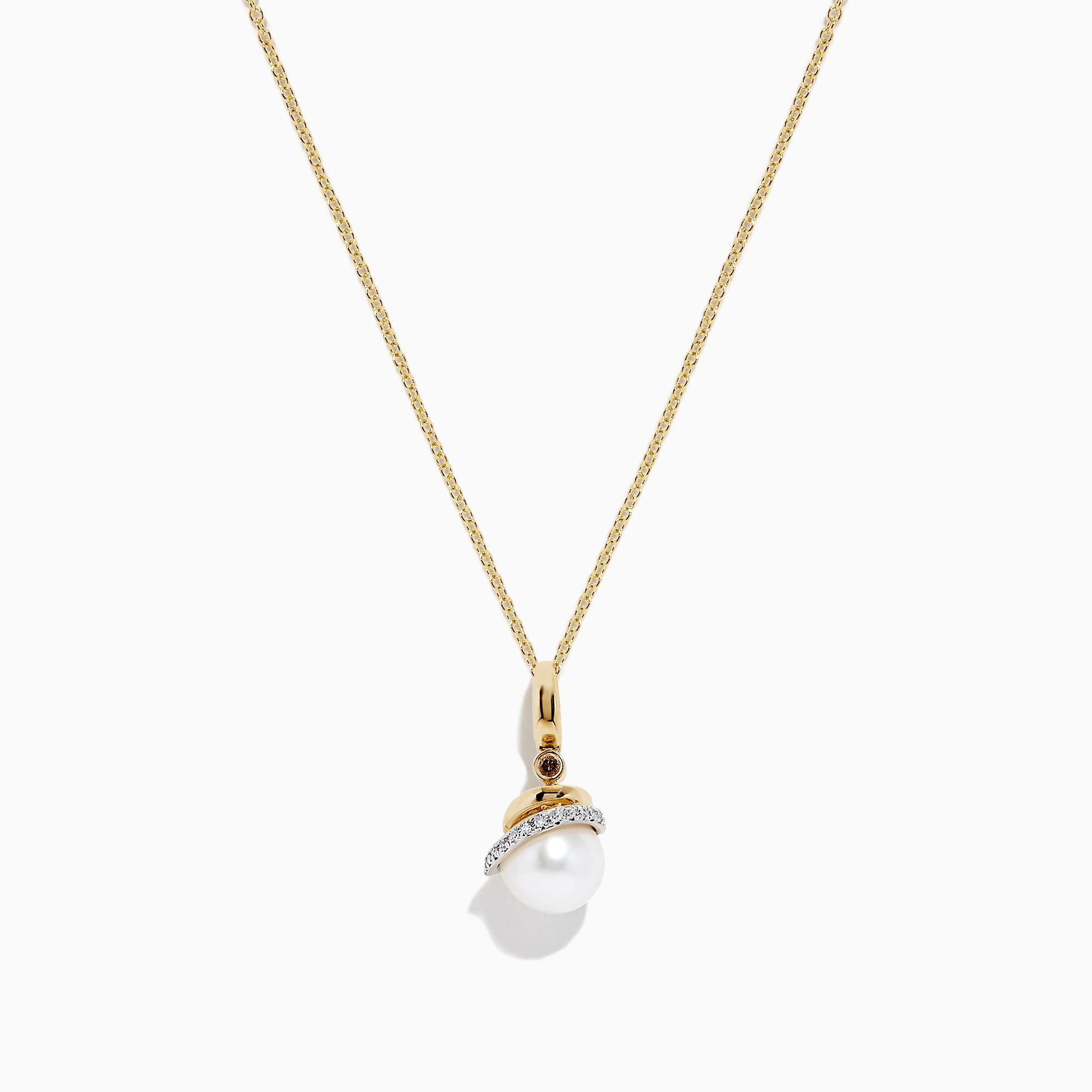 Effy 14K Yellow Gold Cultured Fresh Water Pearl & Diamond Pendant, 0.05 TCW