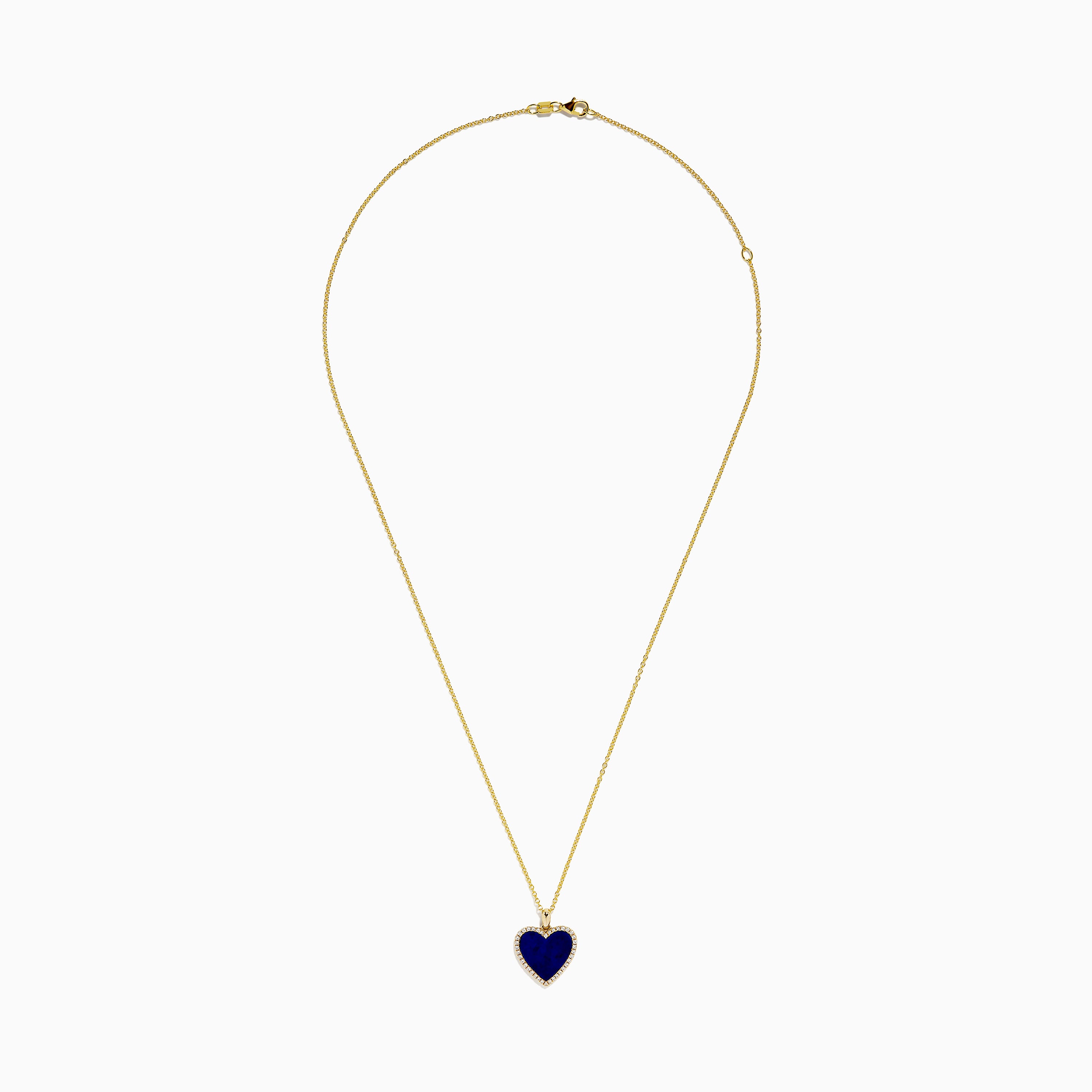 Effy 14K Yellow Gold Lapis Lazuli and Diamond Heart Pendant
