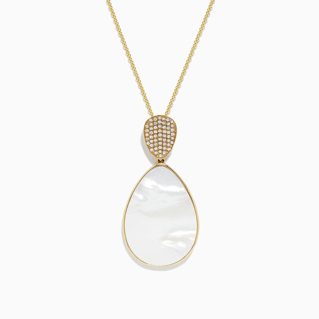 Effy 14K Yellow Gold Mother of Pearl and Diamond Pendant, 0.16 TCW