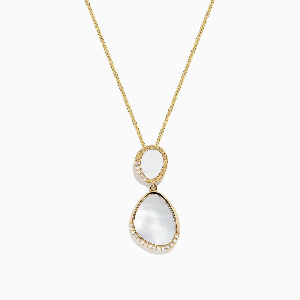 Effy 14K Yellow Gold Mother of Pearl and Diamond Pendant, 0.08 TCW