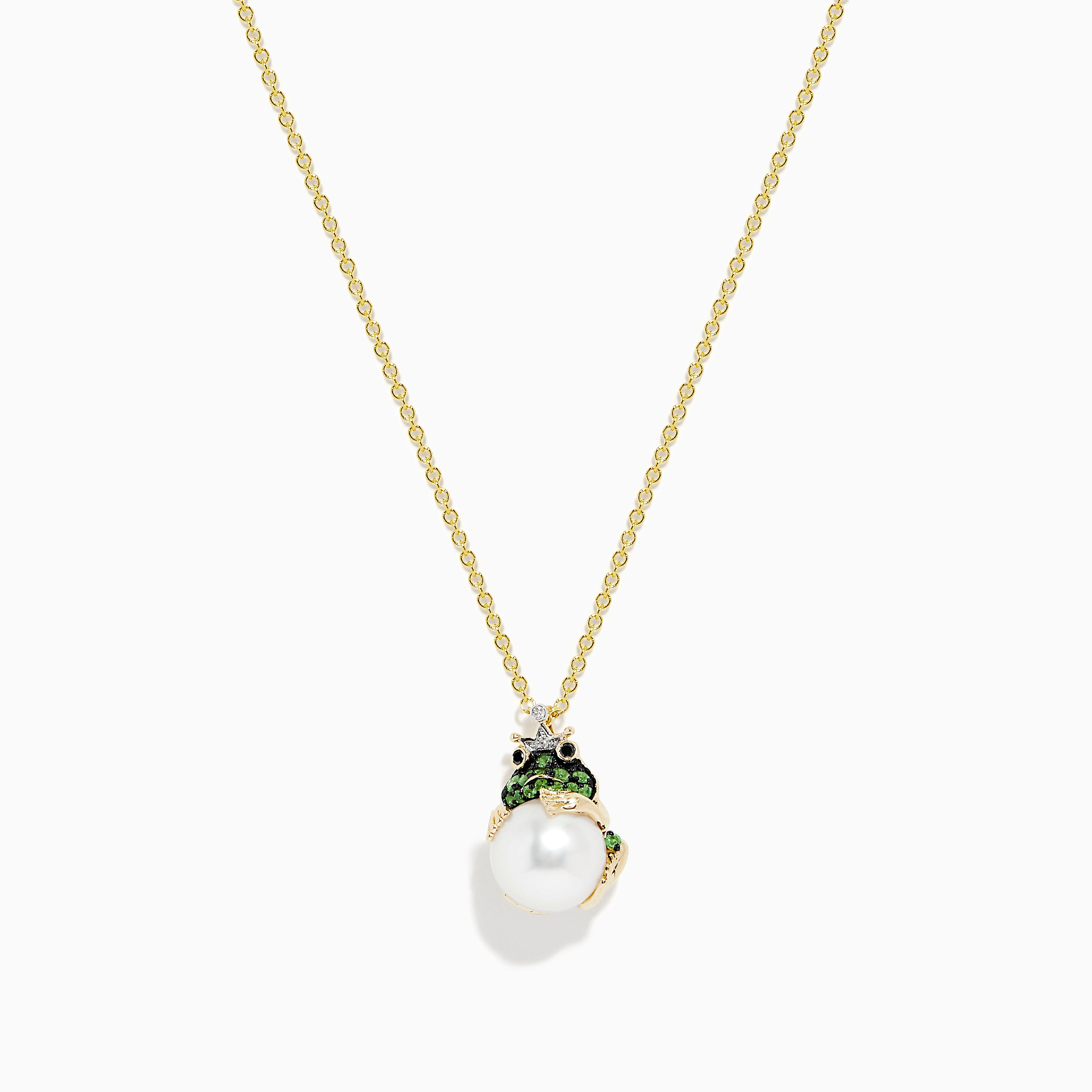 Safari 14K Yellow Gold Tsavorite, Diamond and Pearl Frog Pendant