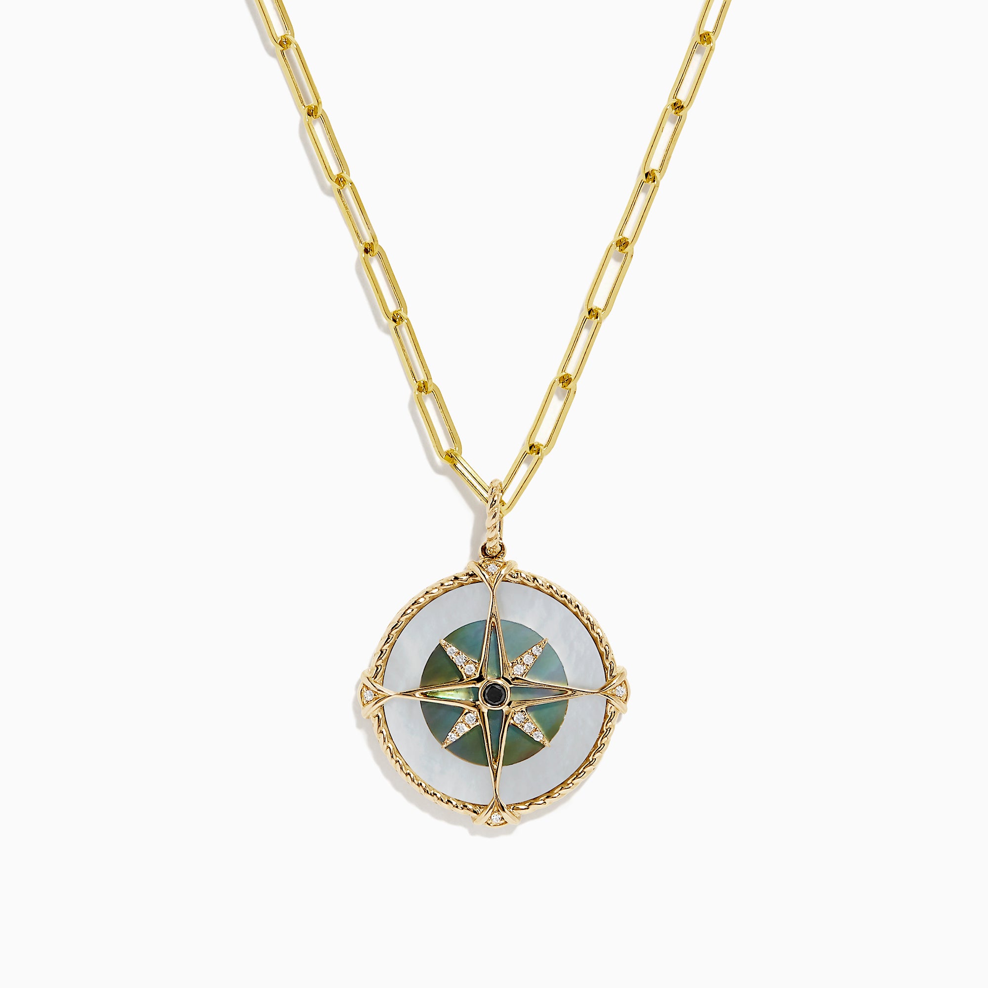Mini Etched Cut-Out Compass Disc Necklace in 14K Gold | Zales