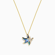 The Seaside 14K Yellow Gold Abalone and Diamond Starfish Pendant (0.09 TCW) features a starfish design with abalone accents and sparkling diamonds for added brilliance.