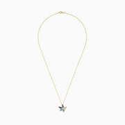 The Seaside 14K Yellow Gold Abalone and Diamond Starfish Pendant (0.09 TCW) features a starfish design with abalone accents and sparkling diamonds for added brilliance.
