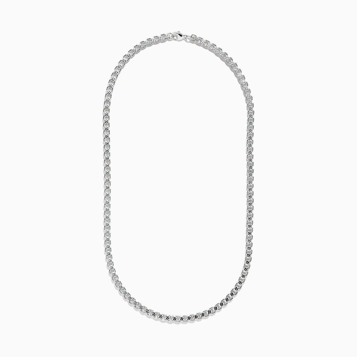 Effy Mens Sterling Silver 21 Box Chain Necklace displayed in a U-shape on a white background.