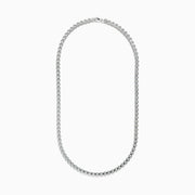 Effy Mens Sterling Silver 21 Box Chain Necklace displayed in a U-shape on a white background.