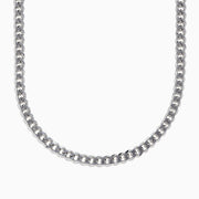 A close-up of the 925 Sterling Silver Curb Chain Necklace arranged in a U shape against a white background, highlighting the bold curb chain style.