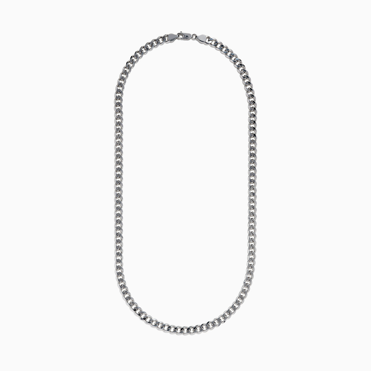 A close-up of the 925 Sterling Silver Curb Chain Necklace arranged in a U shape against a white background, highlighting the bold curb chain style.