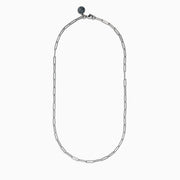 The 925 Sterling Silver Paperclip Chain Necklace, featuring elongated rectangular links, is elegantly displayed in a gentle curve against a white background.