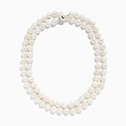 A close-up of a 925 Sterling Silver Freshwater Pearl Necklace, shown against a plain white background.