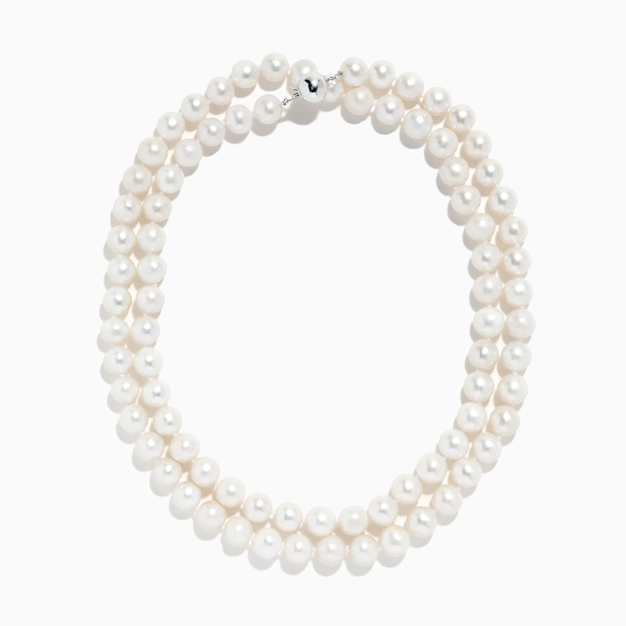 A close-up of a 925 Sterling Silver Freshwater Pearl Necklace, shown against a plain white background.