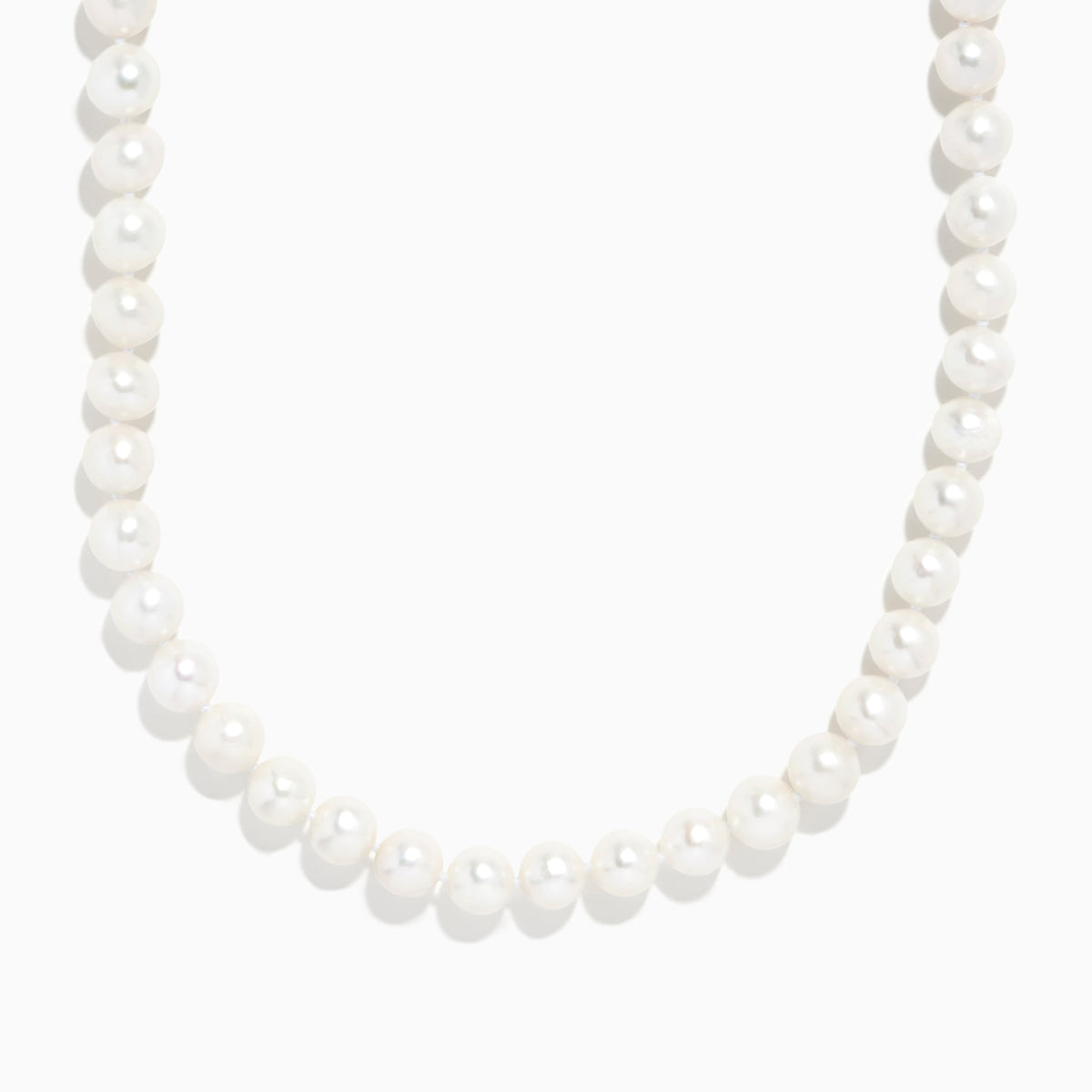 A close-up of a 925 Sterling Silver Freshwater Pearl Necklace, shown against a plain white background.