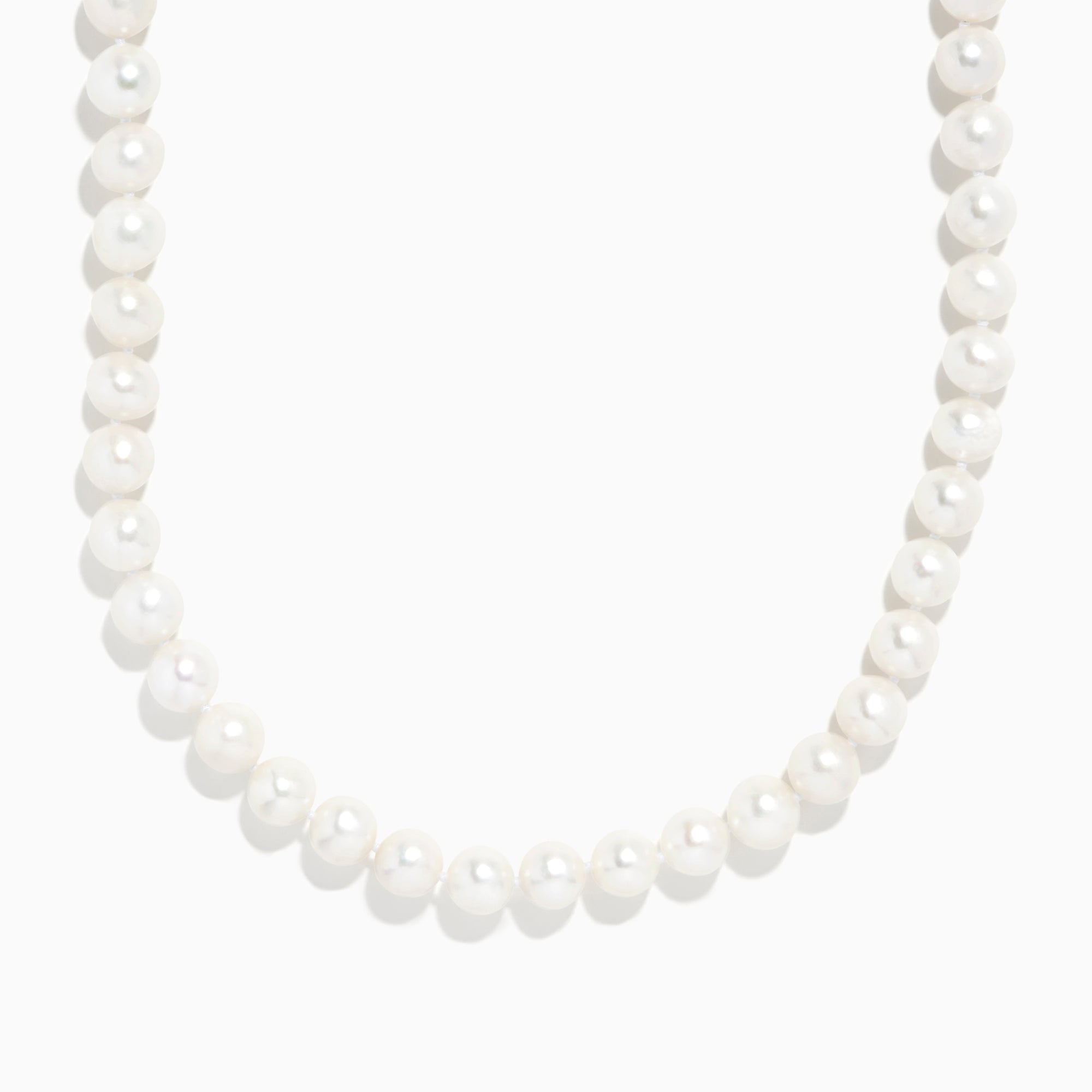 A close-up of a 925 Sterling Silver Freshwater Pearl Necklace, shown against a plain white background.