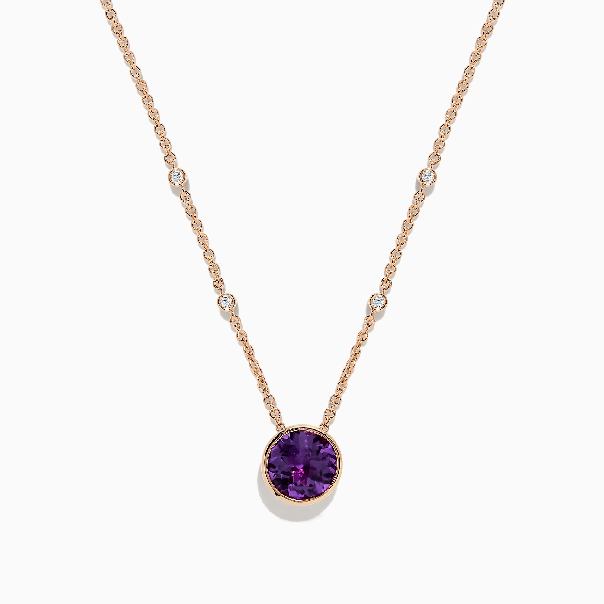 Effy 14K Rose Gold Purple Amethyst and Diamond Pendant, 2.40 TCW
